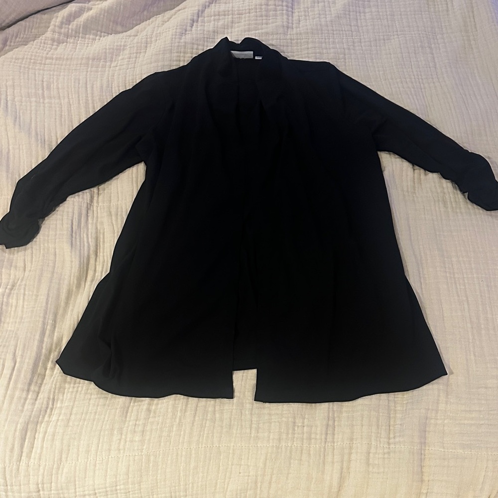 Susan Graver Black Open Front Liquid Knit Cardigan